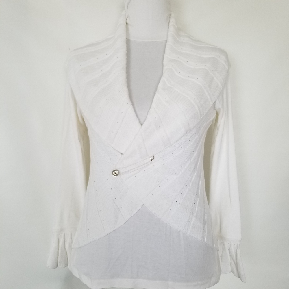 1070W NWOT Angel White Waterfall Knit Cardigan S